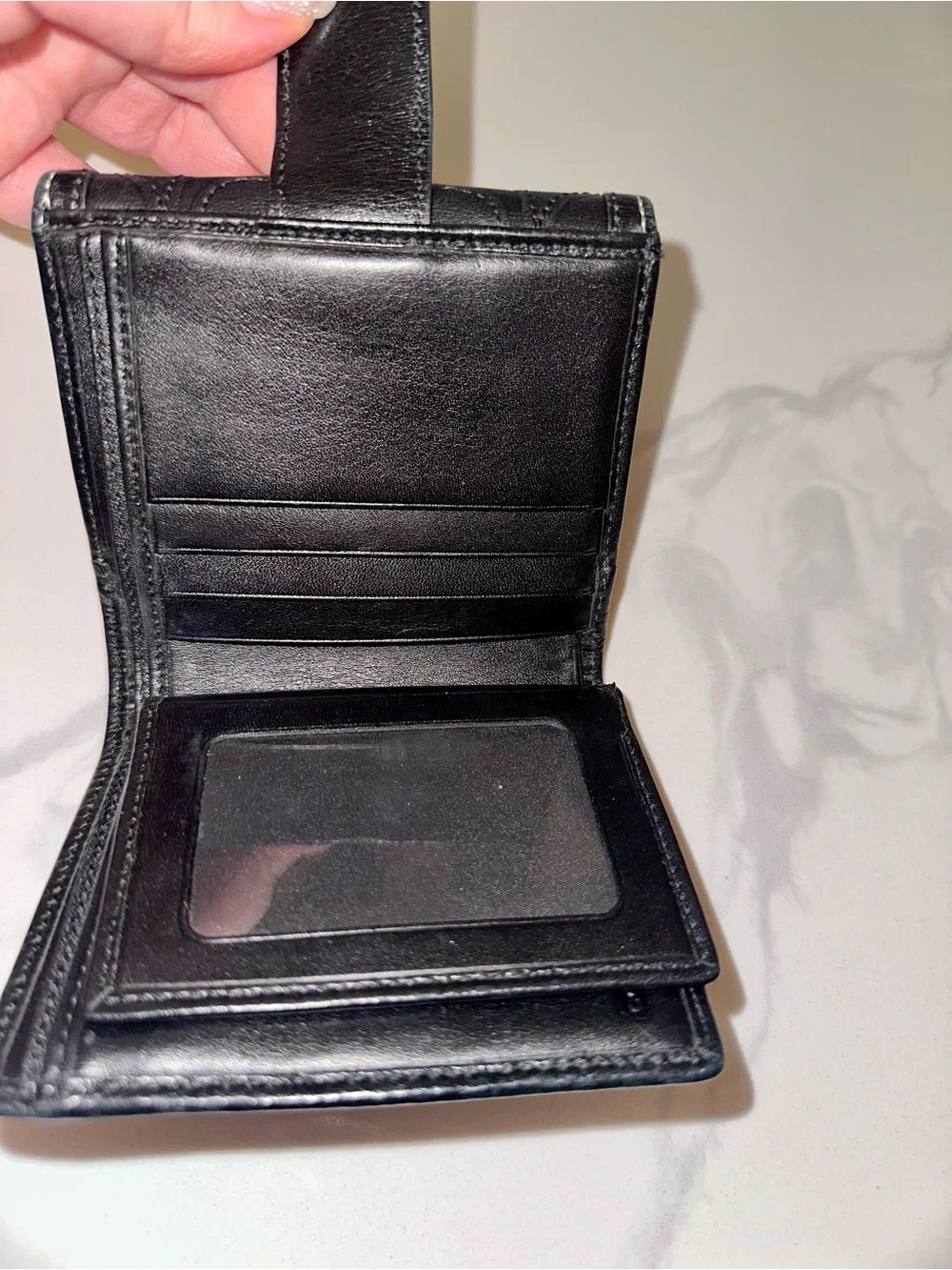 Coach Vintage Y2K Black Signature Stitch Leather Compact Wallet - Picture 6 of 7